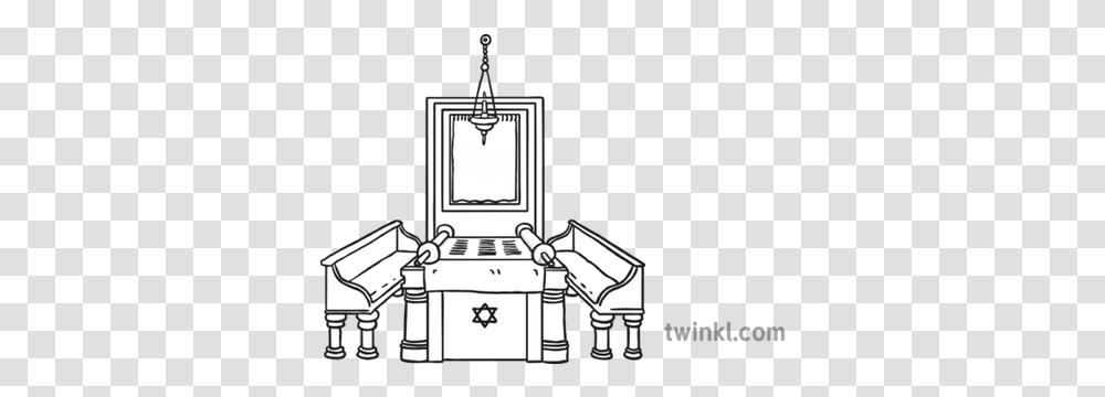 Inside Synagogueboy With Cross Black And White Illustration Vertical, Sink Faucet, Architecture, Building, Art Transparent Png