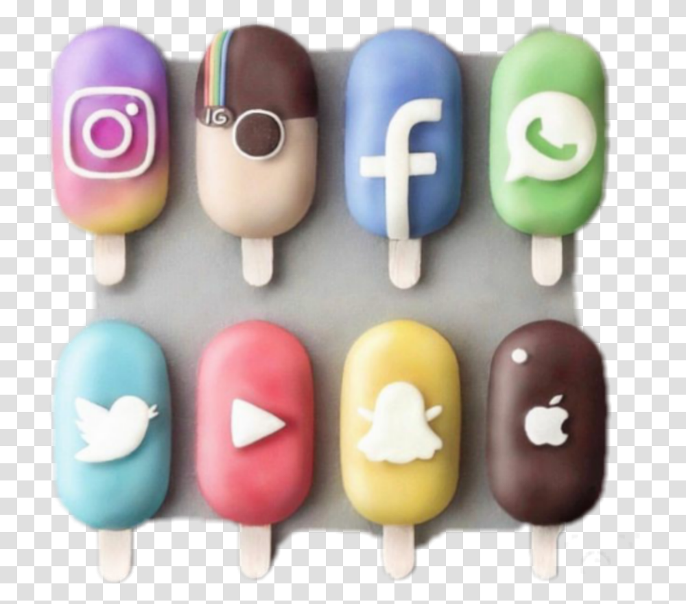 Instagram Facebook Snapchat Whatsapp Twitter Youtube Dessert, Ice Pop, Sweets, Food, Confectionery Transparent Png