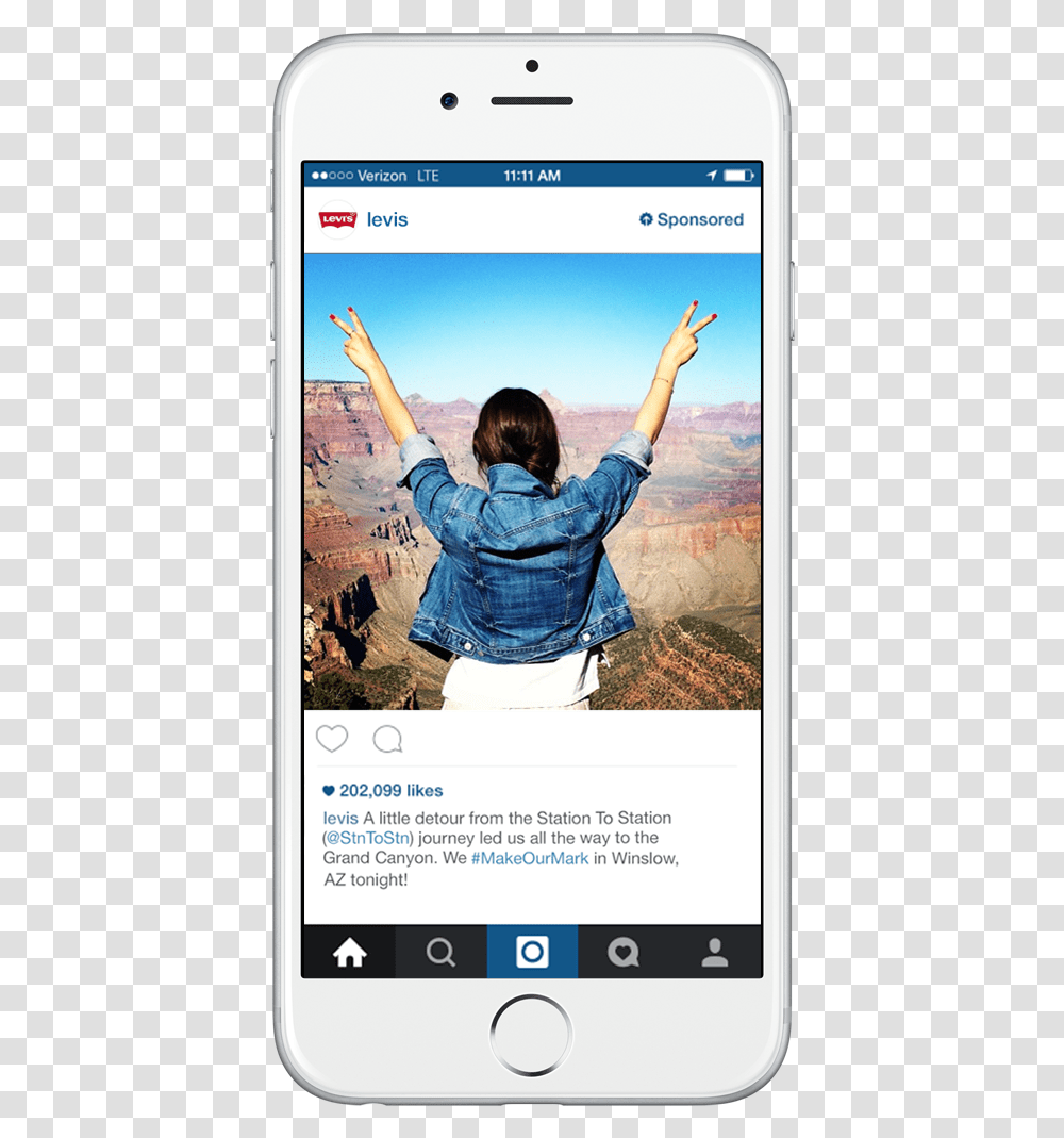 Instagram Feed Ad Example, Mobile Phone, Electronics, Person, Mountain Transparent Png