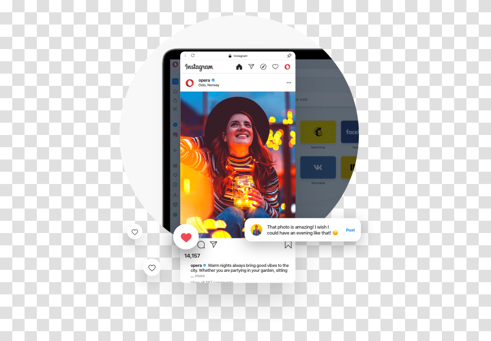 Instagram In Opera Post View And Message Instagram, Person, Human, Electronics, Phone Transparent Png