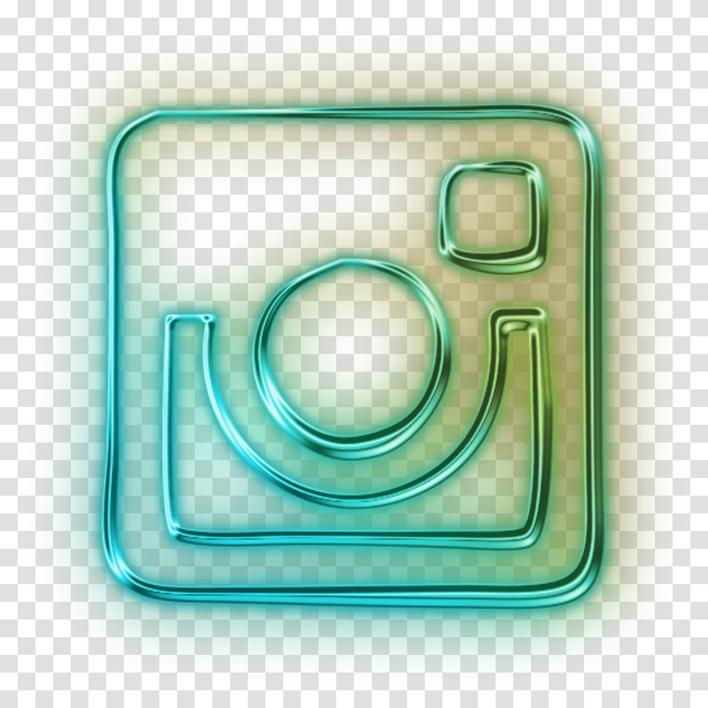 Instagram Logo Old Neon Light Blue Green Yellow Freetoe, Emblem, Jacuzzi, Tub Transparent Png