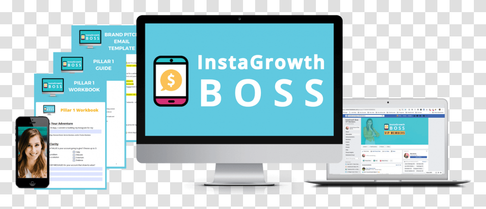 Instagrowth Boss Instagram Growth Monetization Course By Instagrowth Boss, Person, Human, Electronics, Monitor Transparent Png