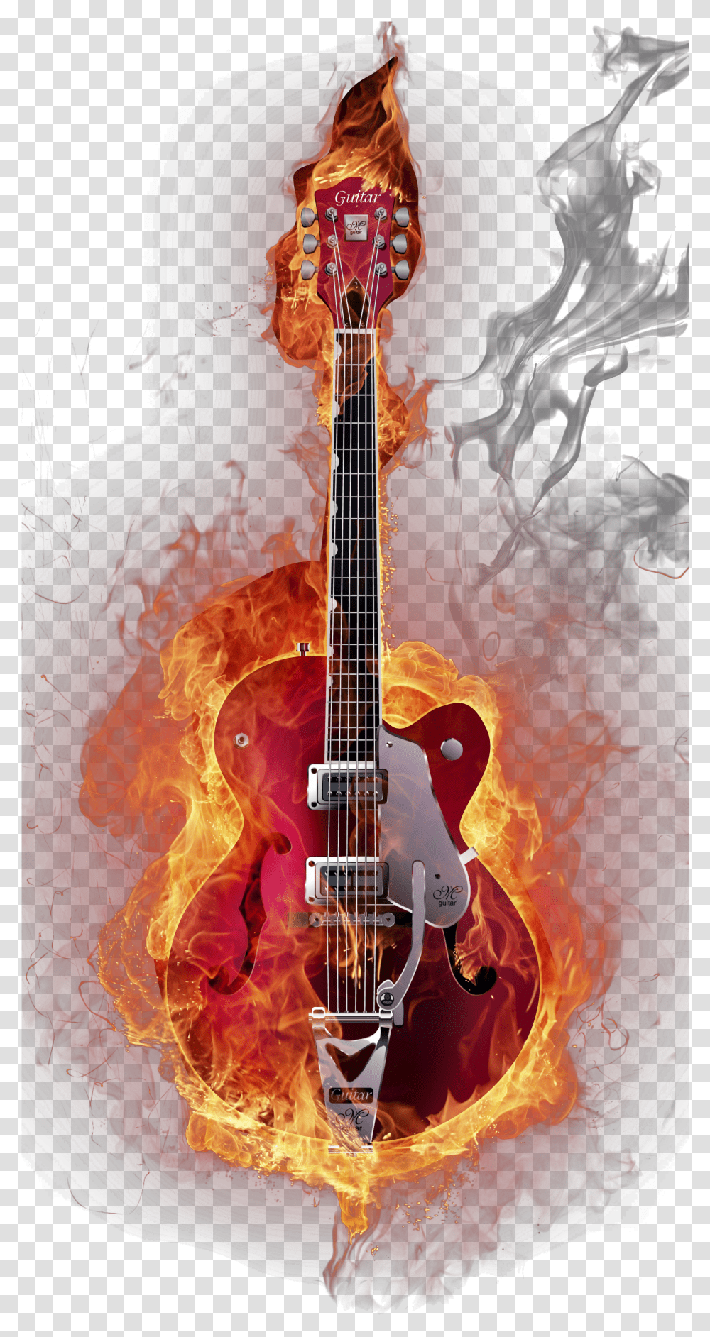 Instruments Downloads Feux Creative Guitar Visual Flame Electric Guitar Graphic Design Transparent Png