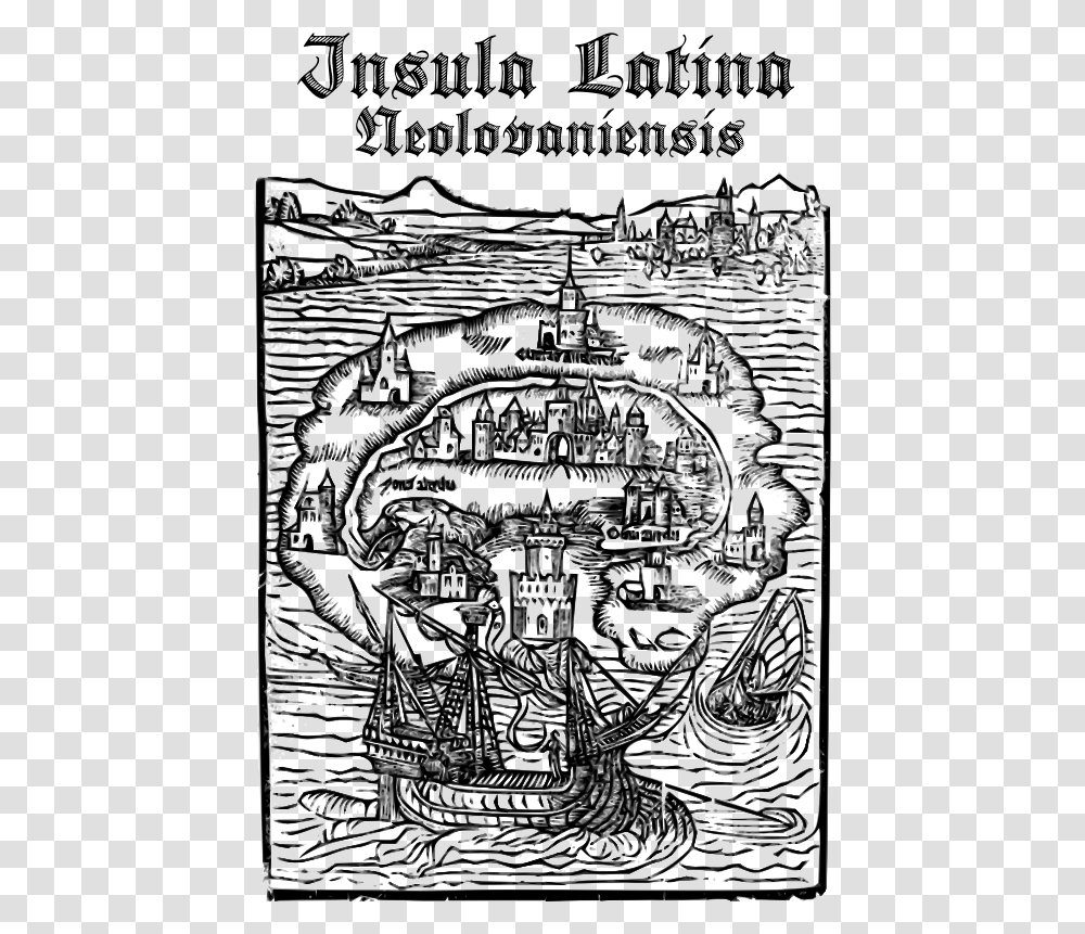Insula Latina Neolovaniensis Utopia Thomas More Book Cover, Doodle, Drawing, Poster Transparent Png