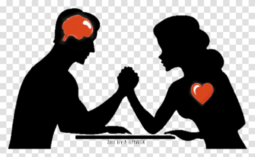 Intellect Interact Interest Invest Bebest Over Battle Between Man And Woman, Person, Silhouette, Crowd Transparent Png
