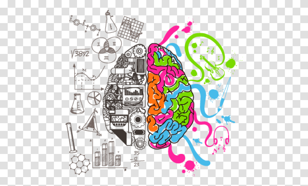 Intelligent Brain Image Left Right Brain, Doodle, Drawing Transparent Png