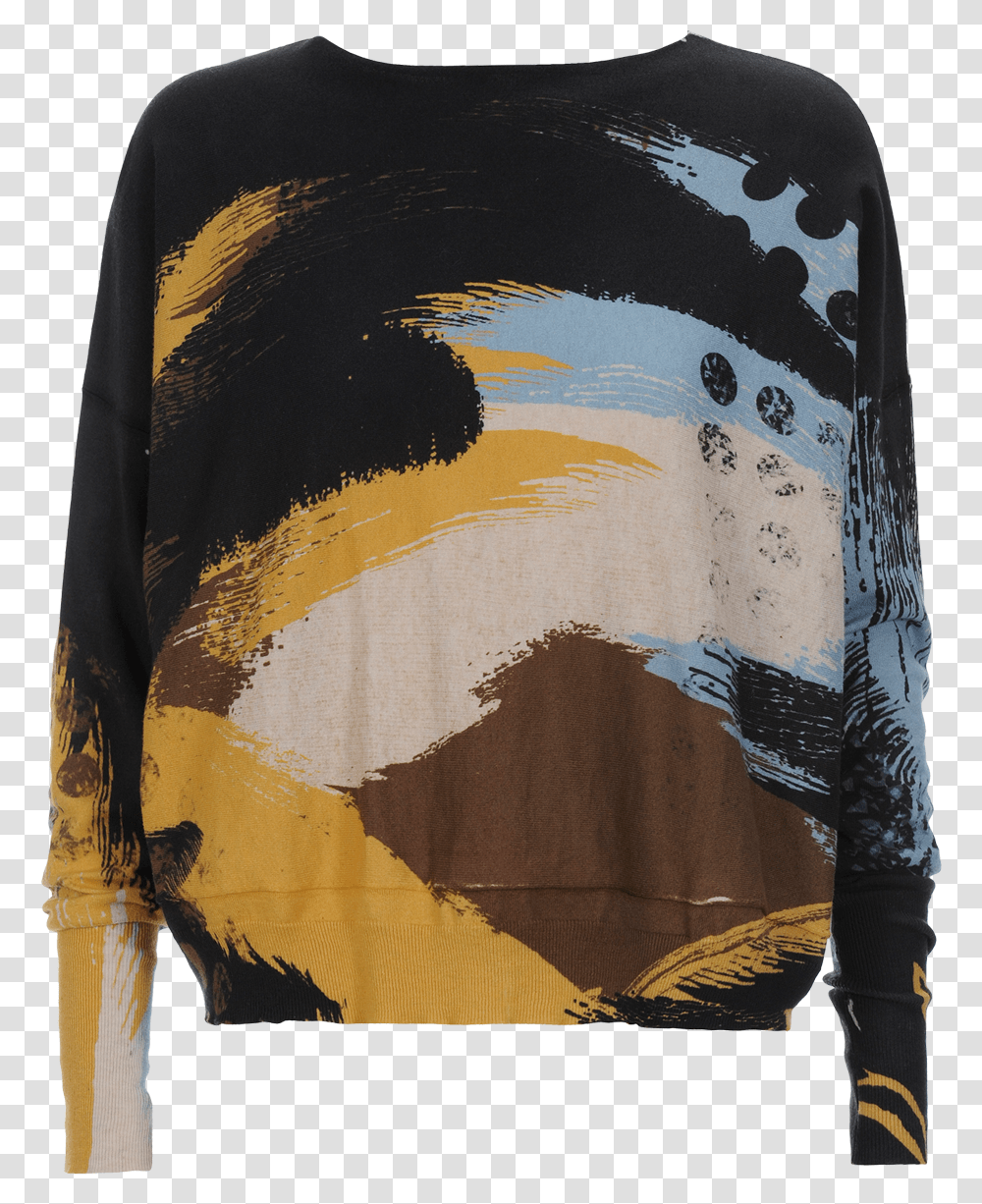 Intensity Abstract Brush Stroke Dot And Leaf Print Sweater Sweater, Clothing, Sleeve, Long Sleeve, Fashion Transparent Png