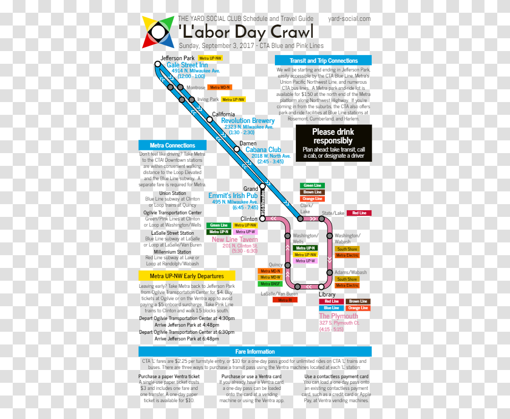 Interactive Map Blue Line Transfer To Pink Line Full Train Pub Crawl, Poster, Advertisement, Text, Flyer Transparent Png