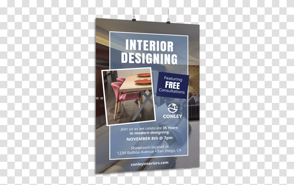 Interior Design Consultation Poster Template Preview Interior Designing Poster, Chair, Furniture, Advertisement, Flyer Transparent Png