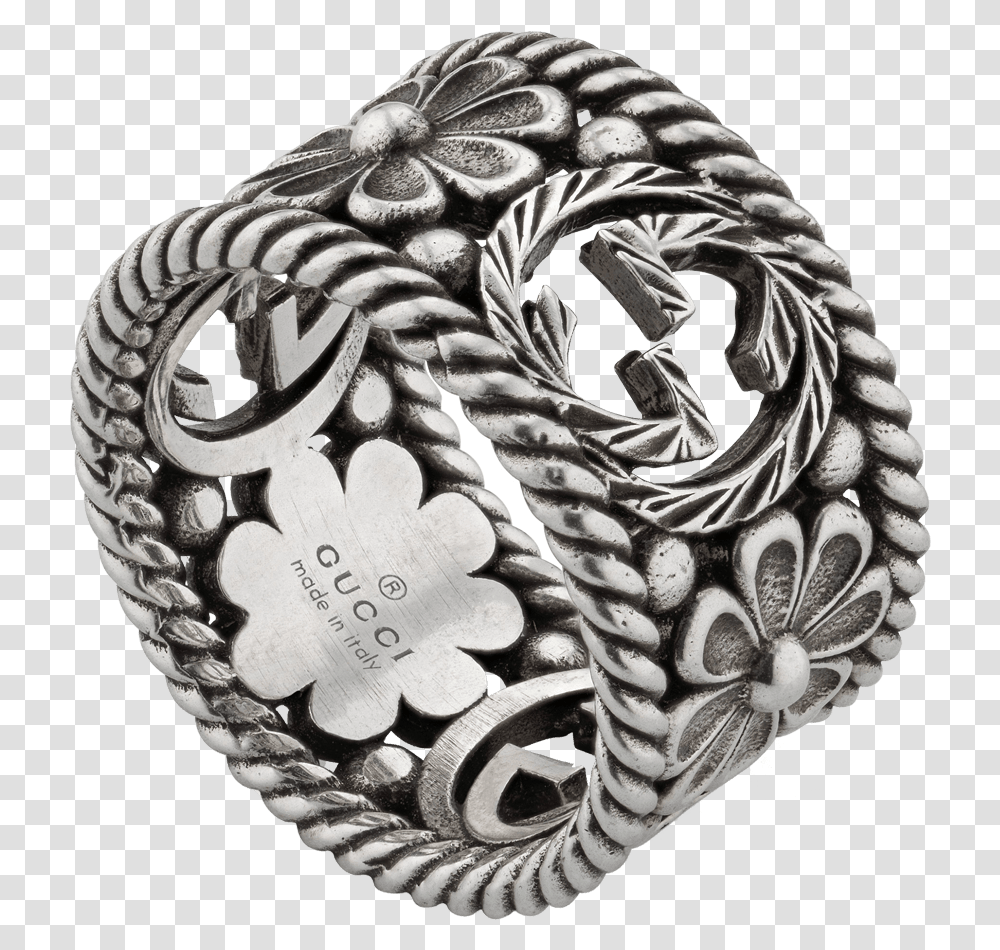 Interlocking Gucci G Silver Ring Gucci Ring Floral, Accessories, Accessory, Buckle, Snake Transparent Png