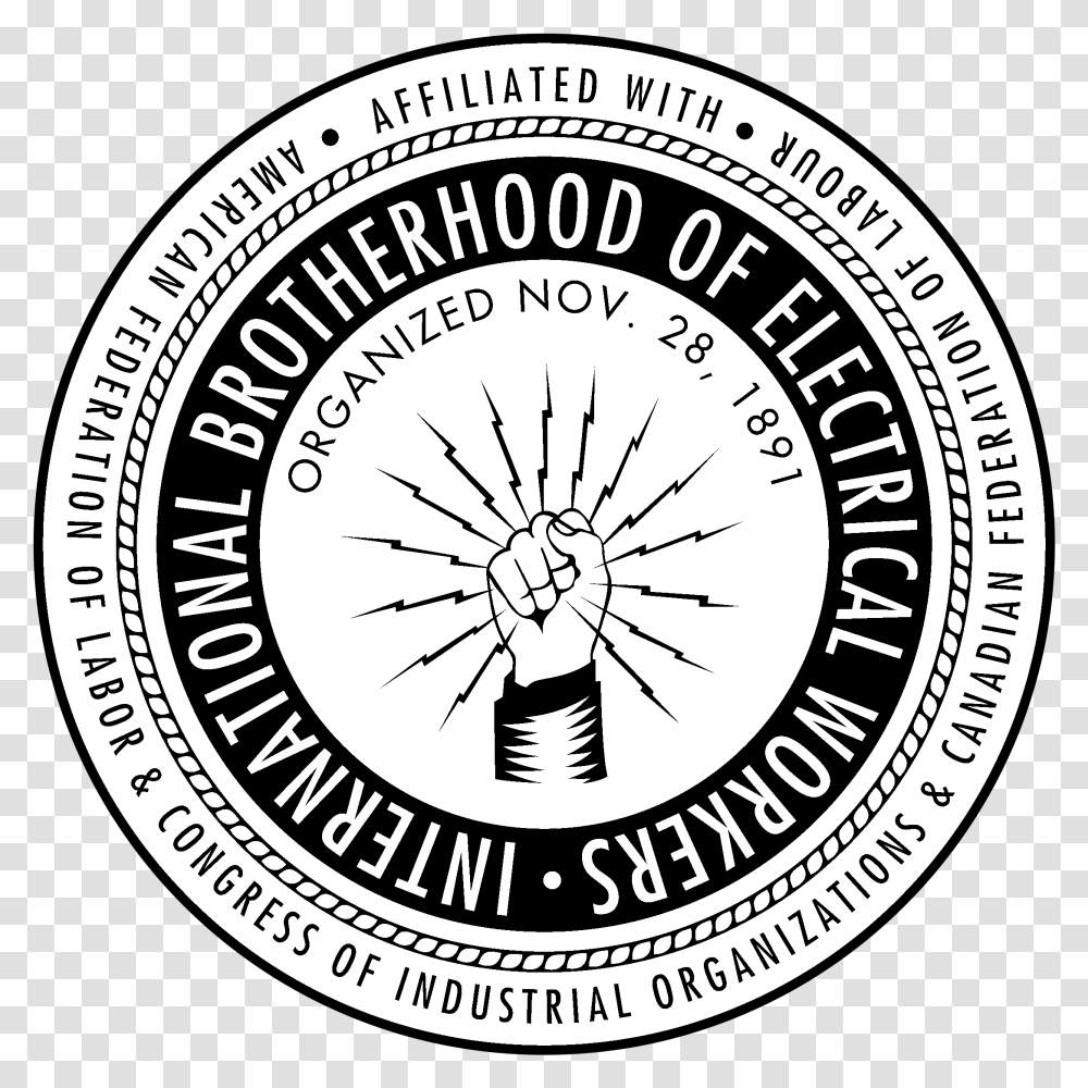 International Brotherhood Of Electrical Workers Logo Circle, Symbol, Trademark, Emblem, Clock Tower Transparent Png