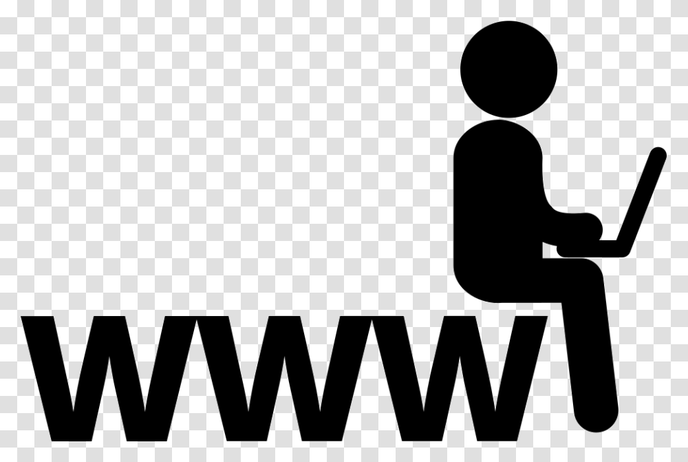 Internet Like A Bridge Concept For A Man Sitting With Black Man With Laptop Icon, Logo, Silhouette Transparent Png