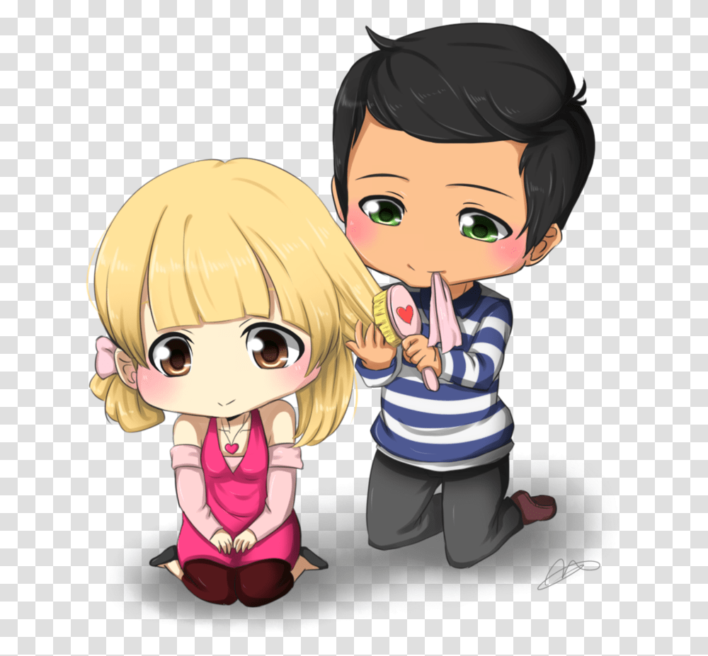 Interracial Anime Couple Chibi Chibi Couple, Person, Sweets, Food, People Transparent Png