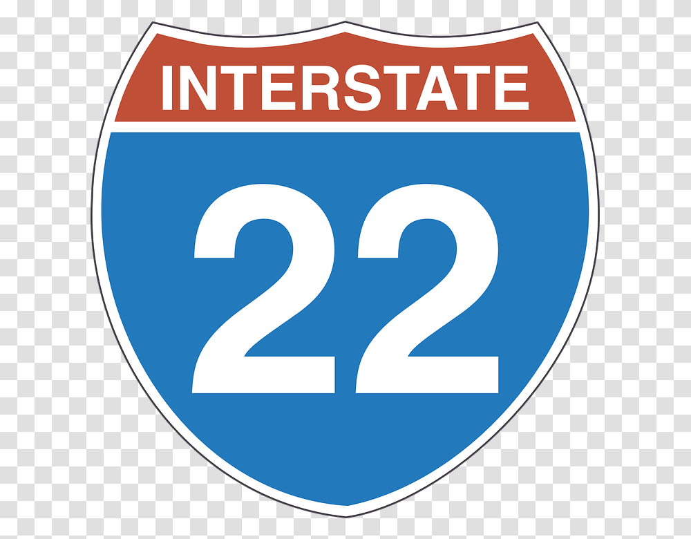 Interstate 22 Sign Signage Directions Direction Interstate Road Sign Vector, Label, Number Transparent Png