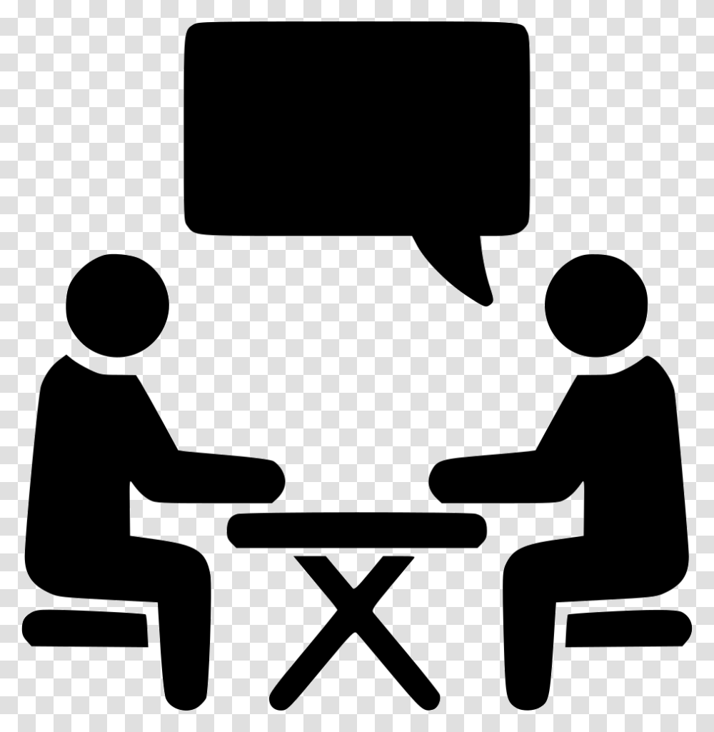 Interview Chat Conversation Job Hire Icon Free Download, Person, Sitting, Silhouette, People Transparent Png