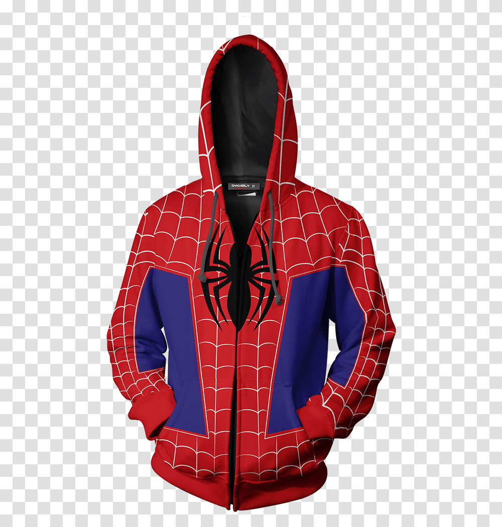 Into The Spider Verse Peter Parker Cosplay Zip Up Hoodie Hoodie, Apparel, Sweatshirt, Sweater Transparent Png