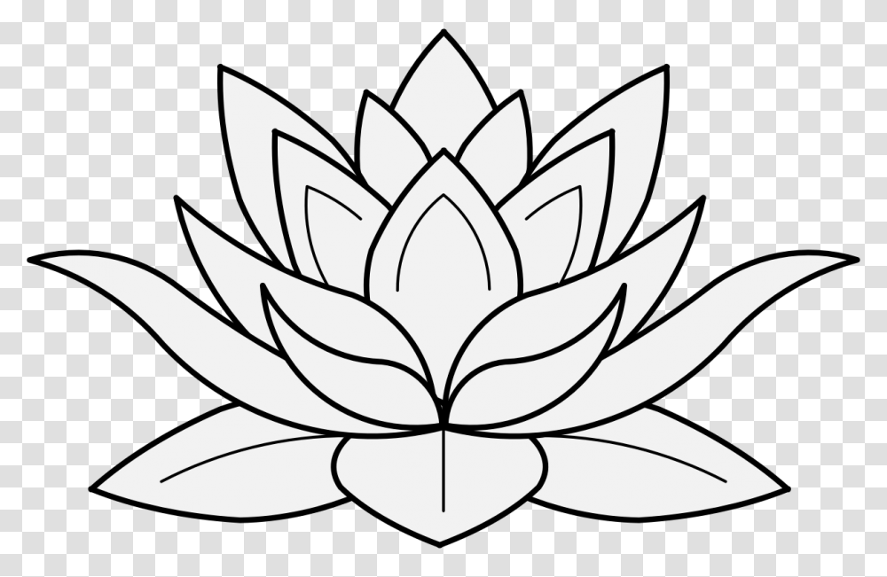 Intricate Drawing Lotus Flower Clipart Lotus Flower Black And White, Stencil, Logo, Trademark Transparent Png