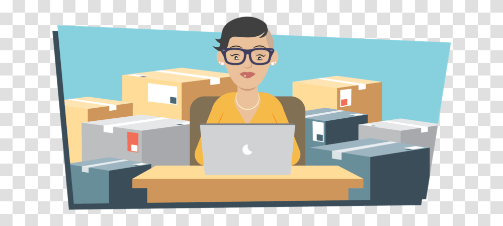 Introducing Online Shops Zoho Academy Office Worker, Person, Human, Cardboard, Pc Transparent Png