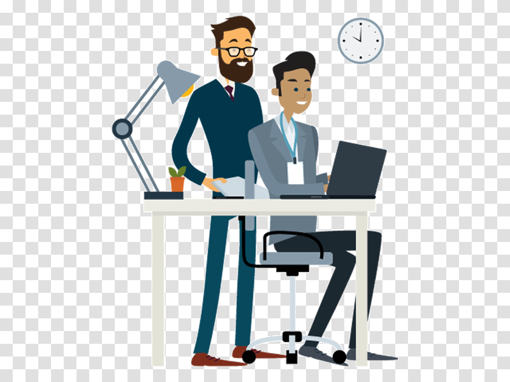 Introduction Clipart Workplace Clipart, Person, Clock Tower, Furniture, Sitting Transparent Png