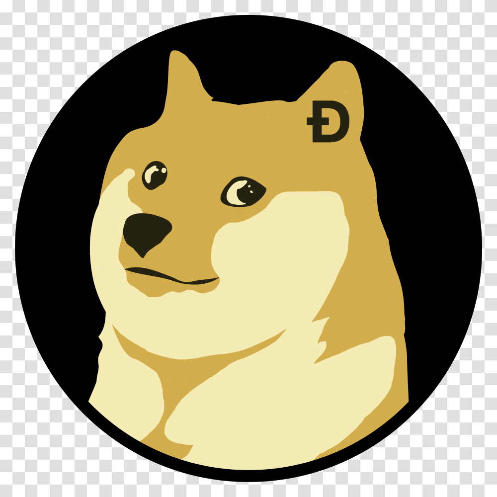 Inuheadcanidaeclip Dogecoin Logo, Label, Mammal, Animal Transparent Png