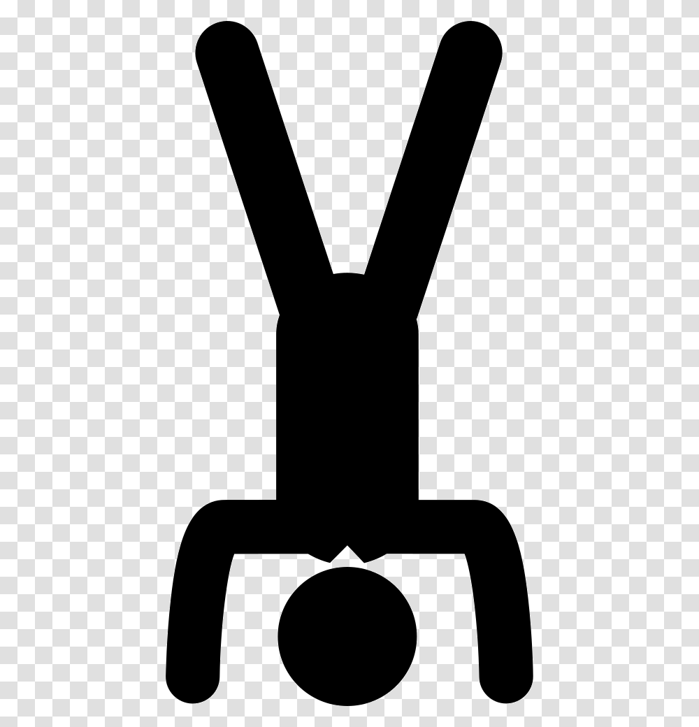 Inverted Man Posture With Head Down On Floor Icon Free, Silhouette, Electronics, Stencil Transparent Png