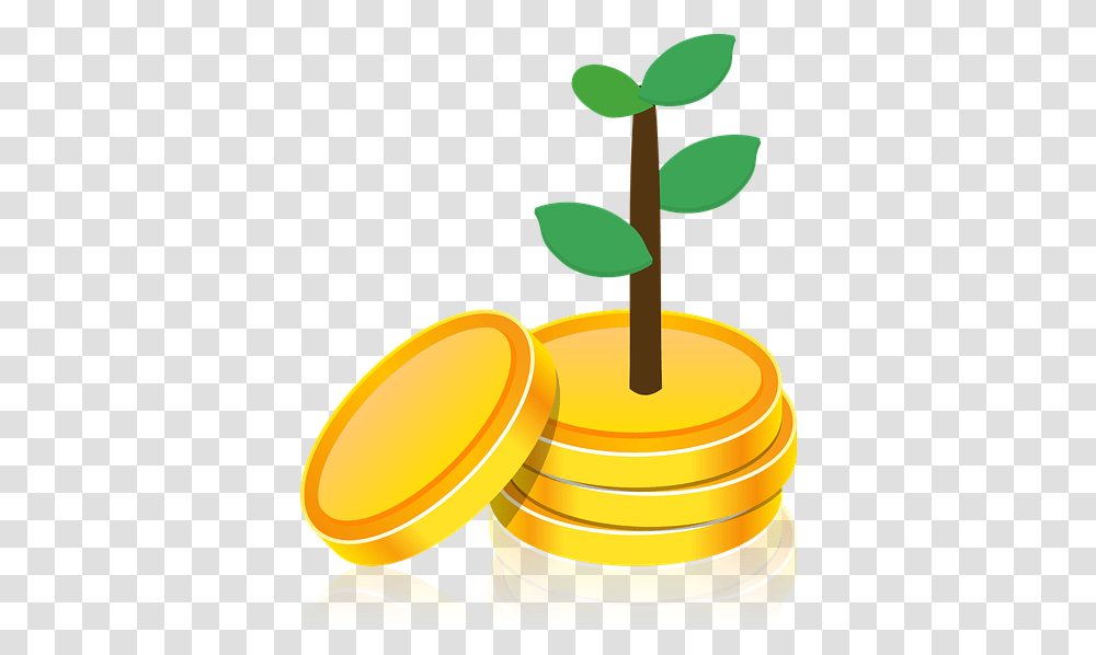 Investment Gold Coin Money Bank Currency Finance Investing Vector, Plant, Leaf, Lamp, Sprout Transparent Png
