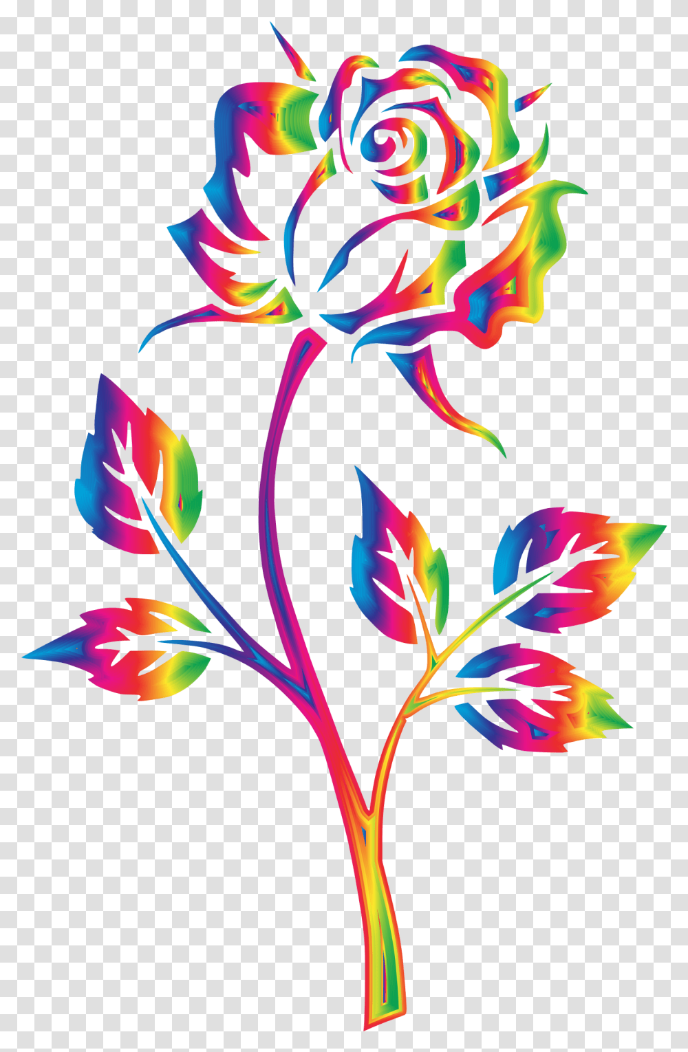 Invisible Background Rainbow Clip Art Rose Flower Clipart Black And White, Graphics, Floral Design, Pattern, Plant Transparent Png