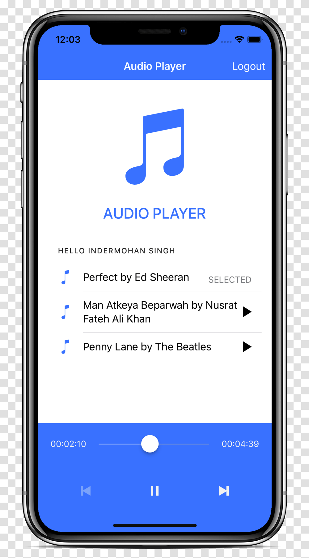Ionic Audio Player Demo App Ui Ionic Native Audio Example, Mobile Phone, Electronics, Cell Phone, Iphone Transparent Png