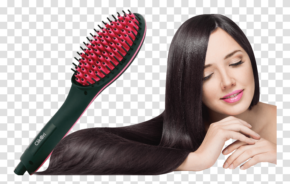 Ionic Hair Straightener Brush Ck 3259 Clikon World Hair Straightener Brush Cover, Person, Human, Tool, Female Transparent Png
