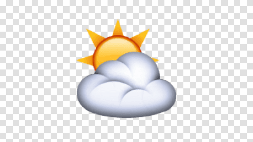 Ios Emoji Sun Behind Cloud, Egg, Food Transparent Png