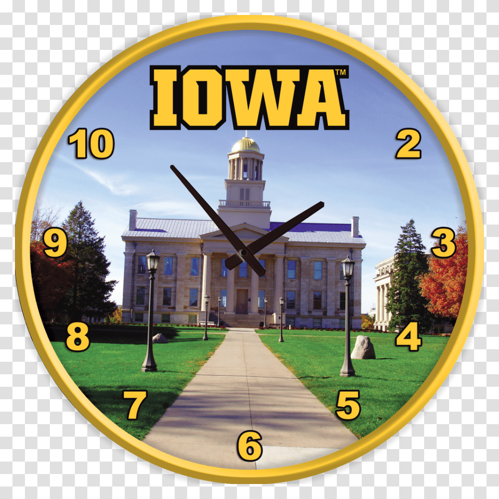 Iowa Hawkeyes 17 Inch Team Disc Wall Clock Old Capitol Iowa Old Capitol Building, Fisheye, Person, Human, Window Transparent Png