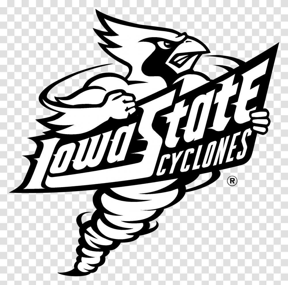 Iowa State Cyclones Black And White, Logo, Trademark, Emblem Transparent Png
