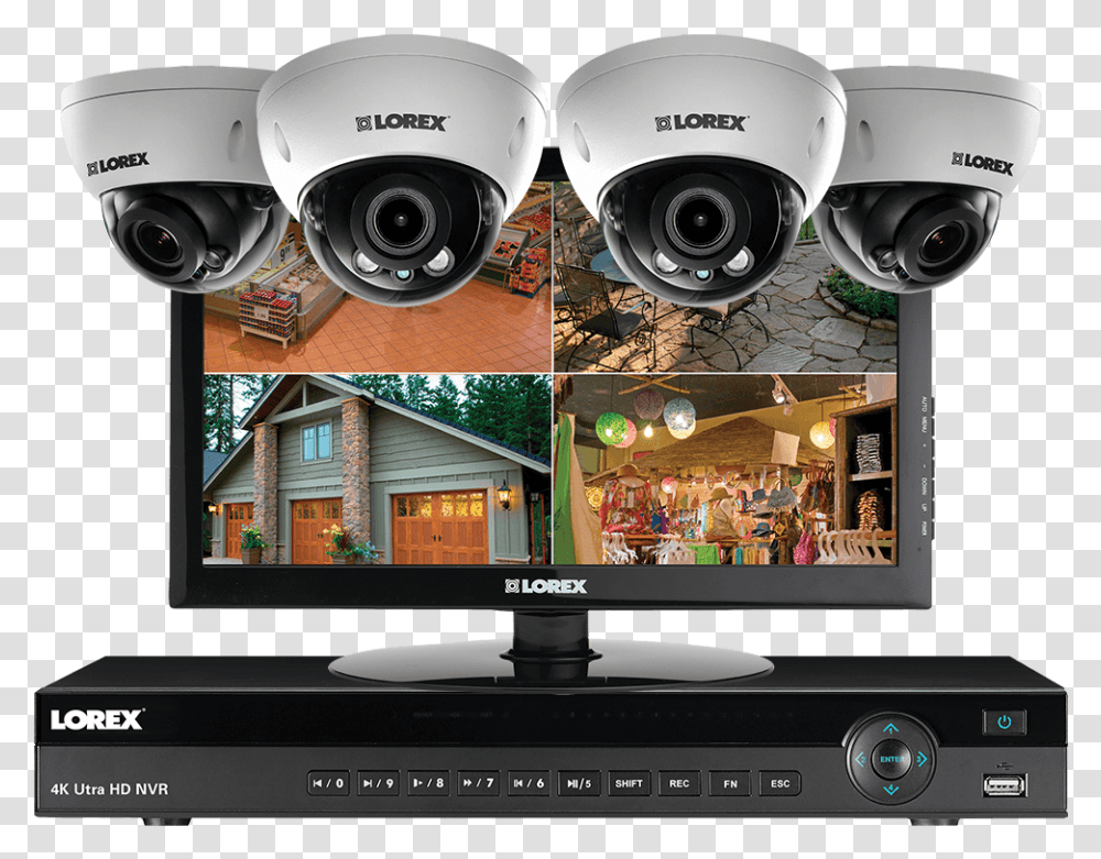 Ip Camera Home Security System With Monitor 140ft Security Cameras Set, Helmet, Apparel, Electronics Transparent Png
