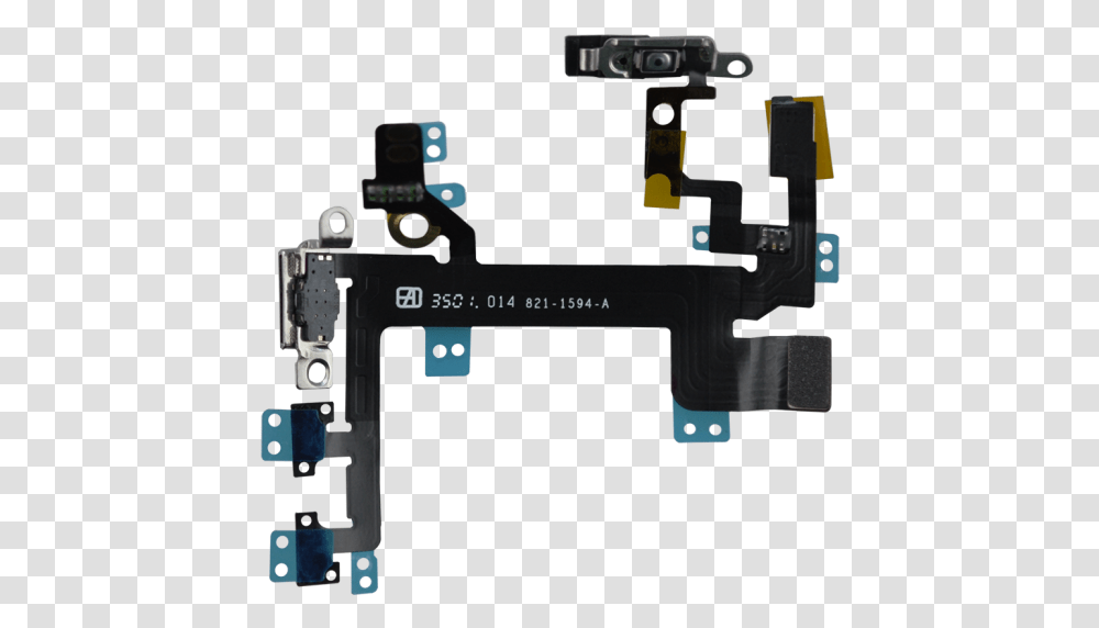 Iphone 5s Power And Volume Flex Cable Assembly With Metal Plate Iphone 5s, Gun, Machine, Electronics, Plan Transparent Png