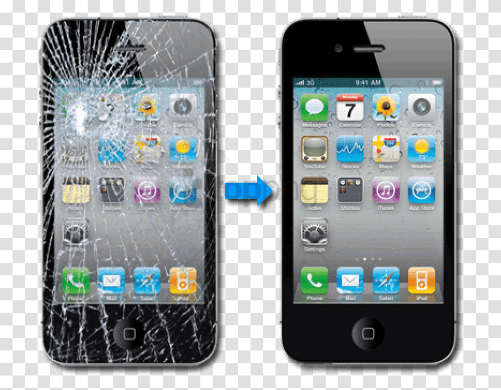 Iphone 6 Cracked Screen Broken Phone Vs Fixed Phone, Mobile Phone, Electronics, Cell Phone Transparent Png
