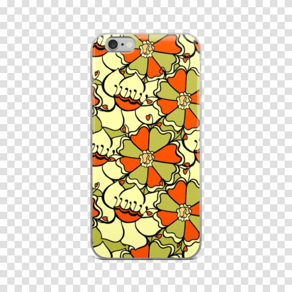 Iphone Case Hand Drawn Floral Pattern Decorative Flowers, Stained Glass, Rug, Skateboard Transparent Png