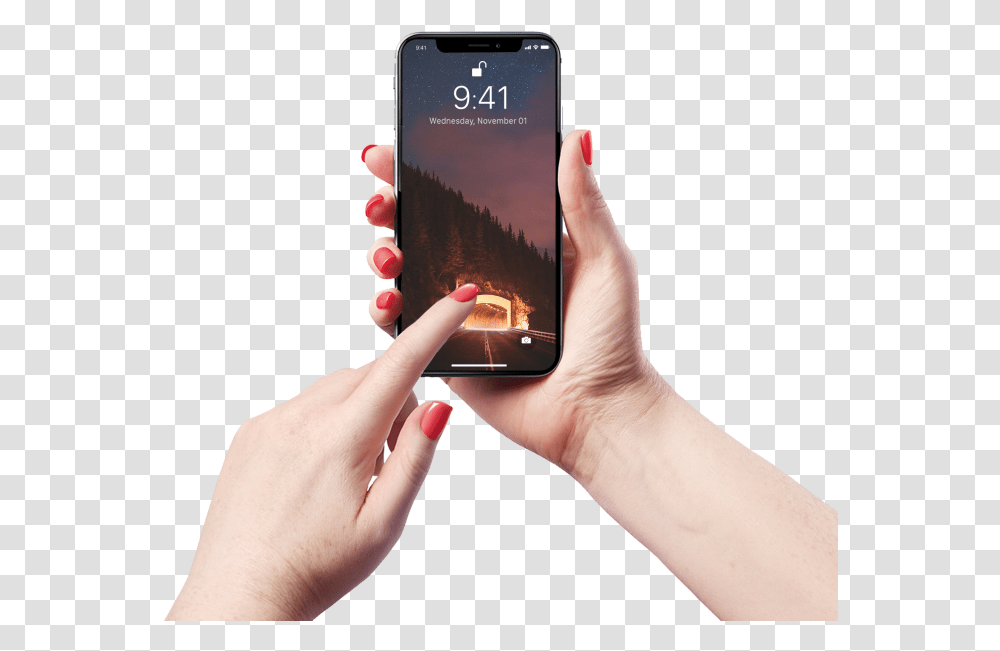 Iphone In Hand Image Free Download Searchpng Ios 12 Lock Screen Weather, Mobile Phone, Electronics, Cell Phone, Person Transparent Png