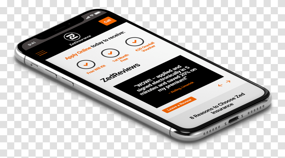 Iphone With Zed Insurance Website On The Screen Smartphone, Electronics, Mobile Phone, Cell Phone Transparent Png