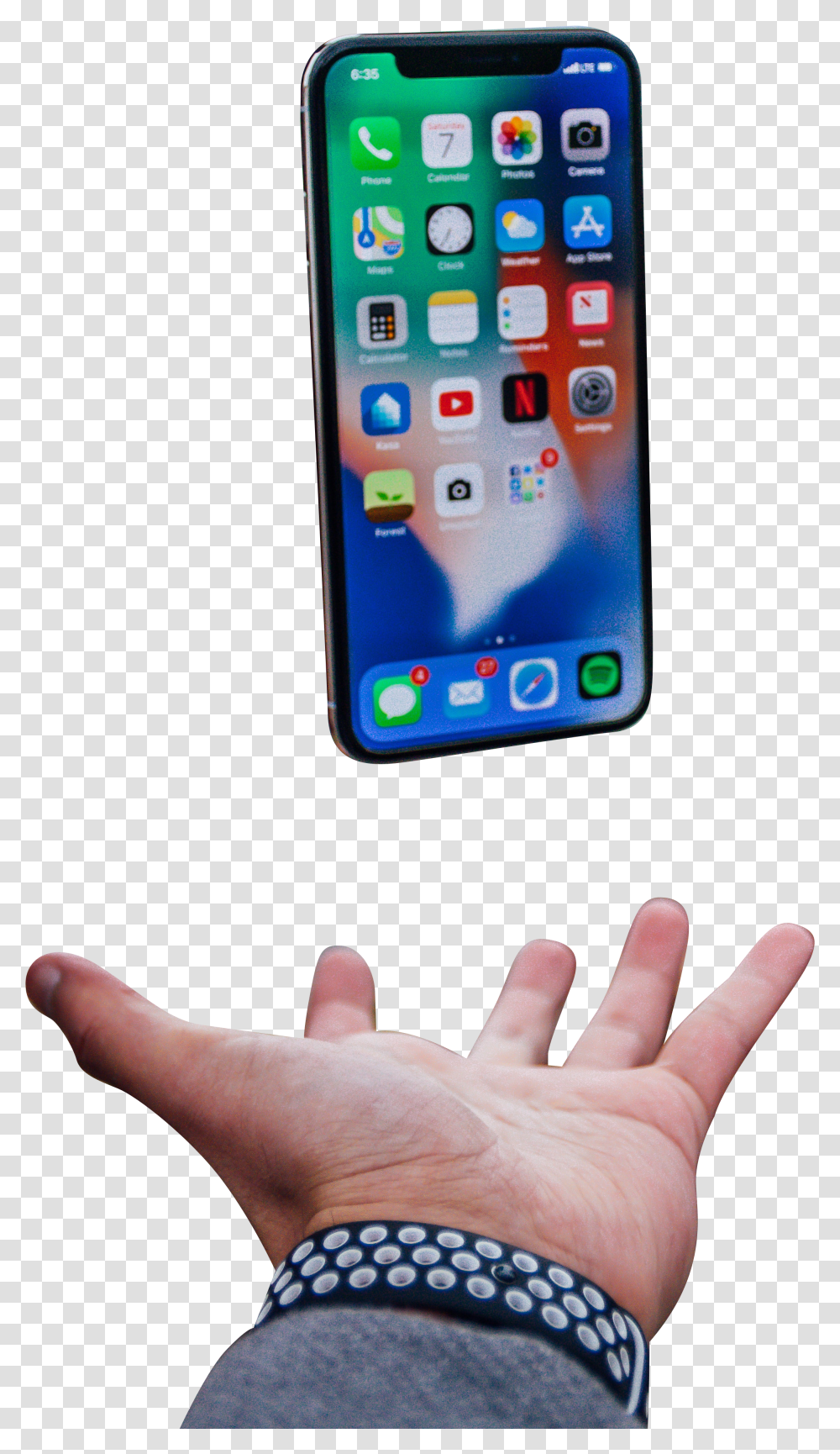 Iphone X Floating Over Palm Background Phone Floating Over A Hand Transparent Png