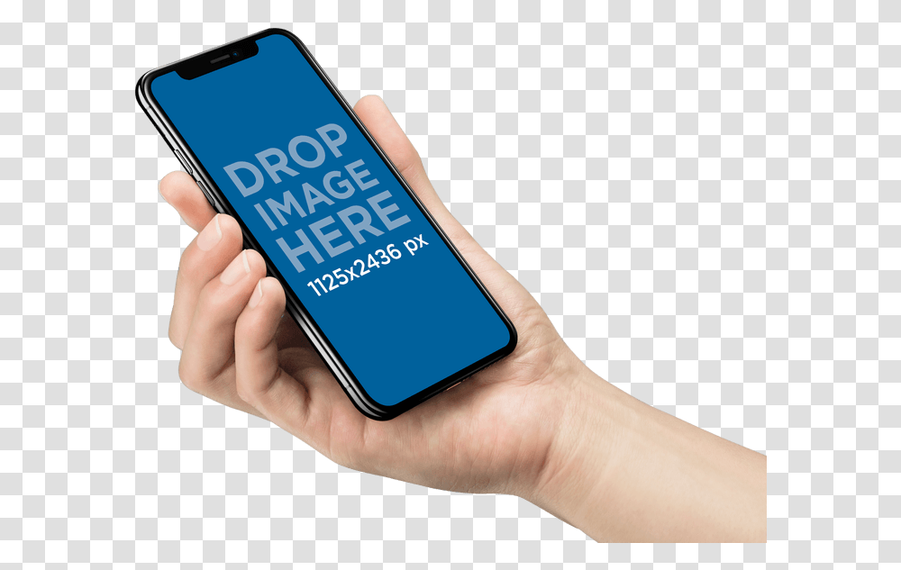 Iphone X Mockup Being Held By A Hand Iphone X Mockup Gimp, Person, Human, Electronics, Mobile Phone Transparent Png