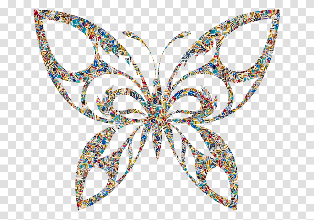 Iridescent Psychedelic Tribal Butterfly Silhouette, Pattern, Necklace, Jewelry, Accessories Transparent Png