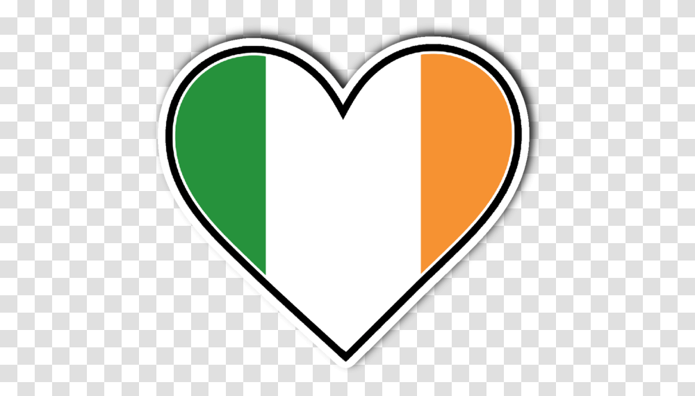 Irish Flag Heart Vinyl Die Cut Sticker Irish Flag Heart, Label, Text, Rug Transparent Png