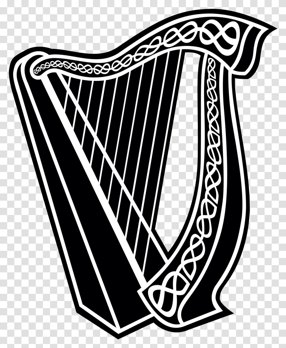 Irish Harp Black And White, Musical Instrument, Lyre, Leisure Activities, Bow Transparent Png