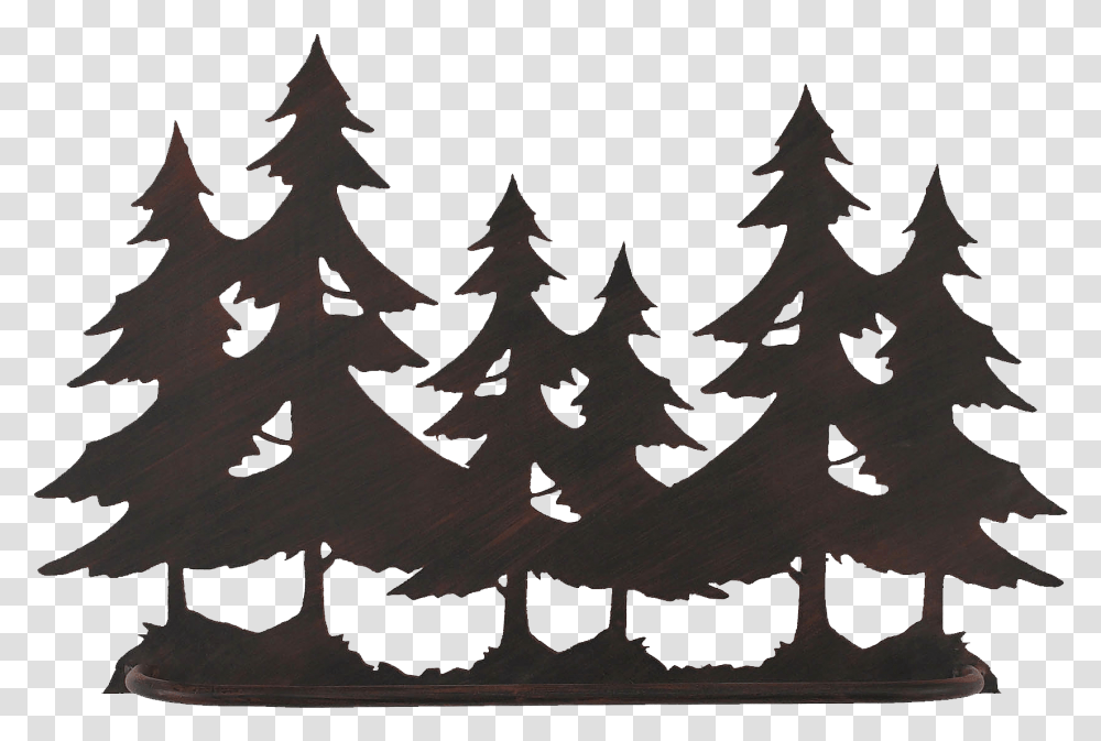 Iron Double Pine Tree Scene Towel Bar Towel, Plant, Bird, Ornament, Christmas Tree Transparent Png