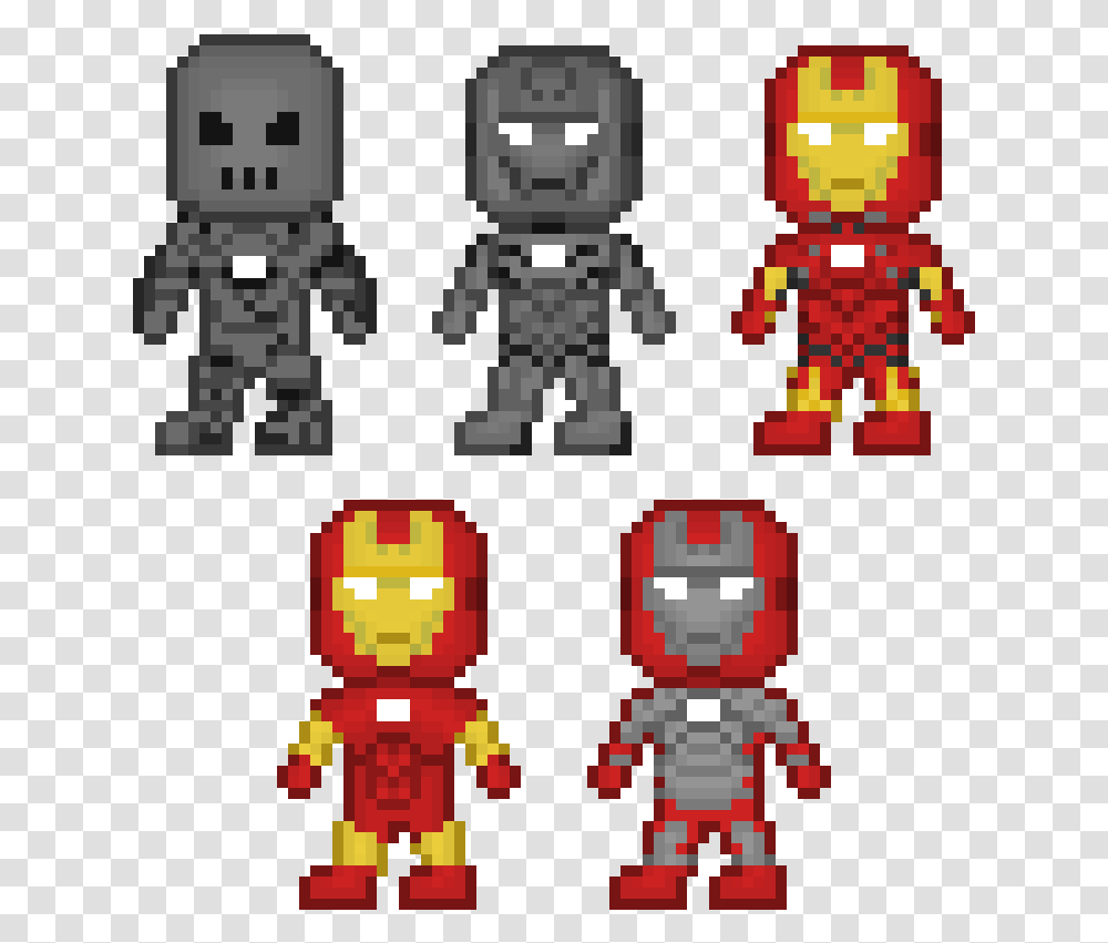 Iron Man Mark I V Iron Man Pixel Art Marks, Robot, Minecraft Transparent Png