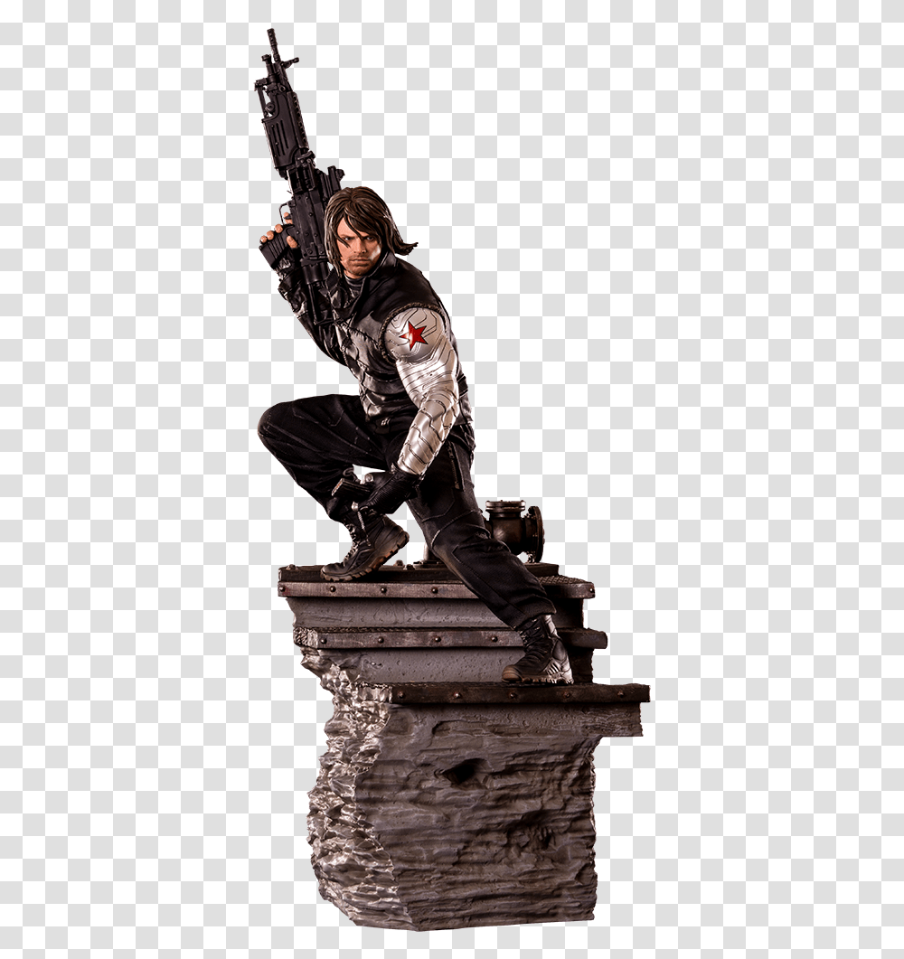 Iron Studios Winter Soldier Polystone Statue, Person, Footwear, Boot Transparent Png