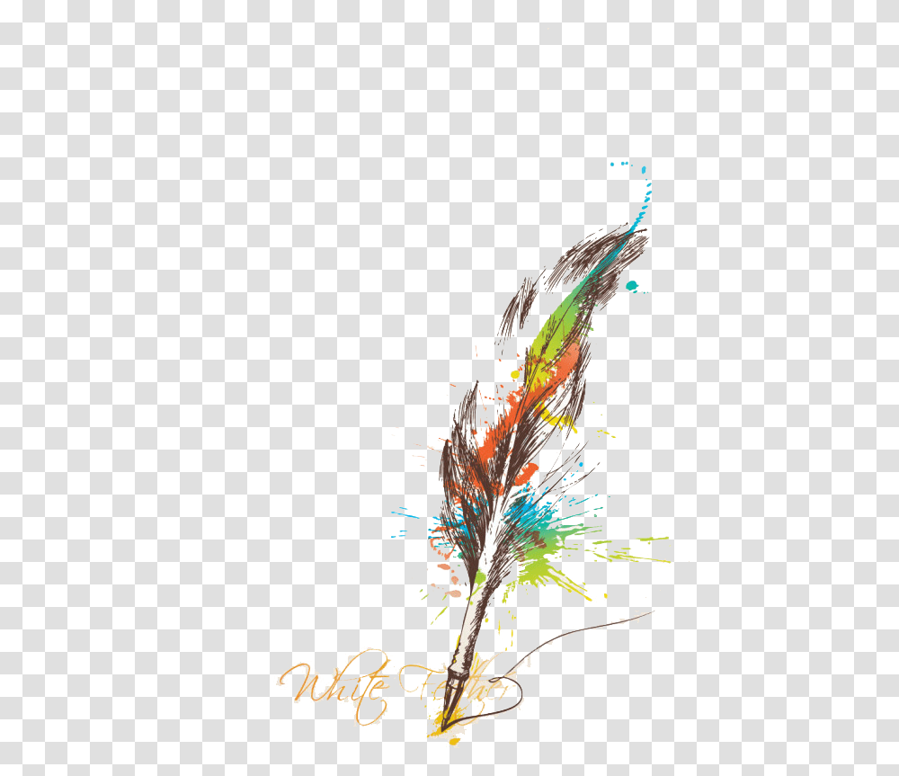 Irregular Color Feathers Paper Ink Feather Quill Clipart, Light, Iris, Flower Transparent Png