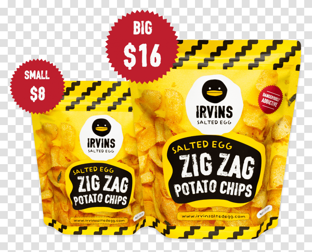 Irvins Salted Egg Zig Zag, Food, Snack, Popcorn, Fries Transparent Png