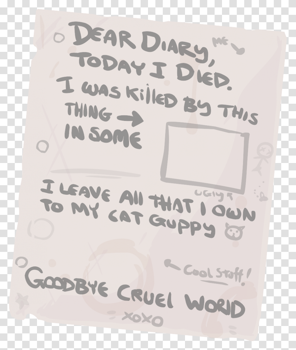 Isaac S Last Will Is The Game Over Screen Of The Game Handwriting, Page, Word, Letter Transparent Png