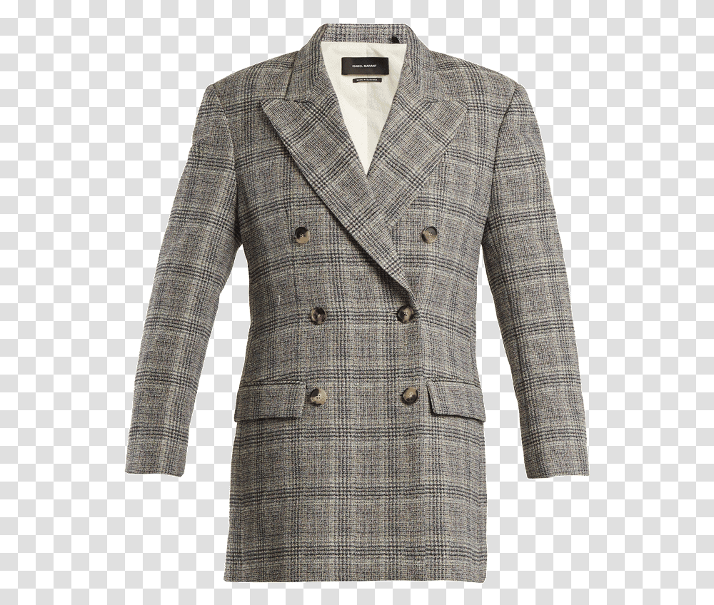 Isabel Marant Telis Double Breasted Checked Blazer Overcoat, Apparel, Suit, Jacket Transparent Png